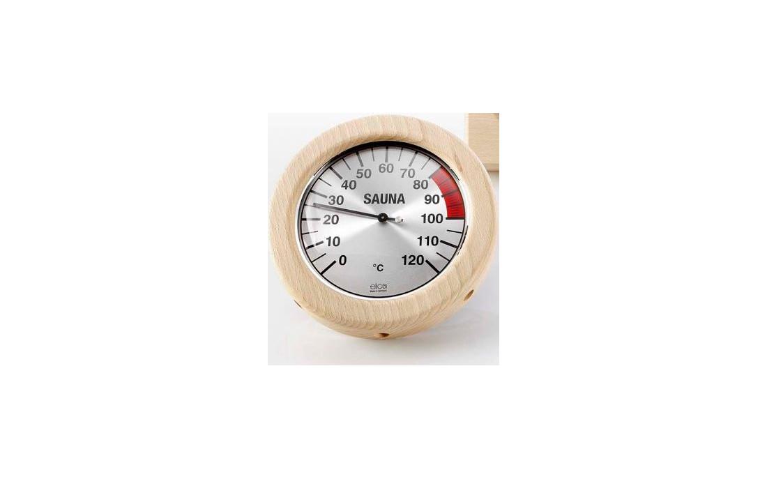 Thermometer met ronden houten omranding