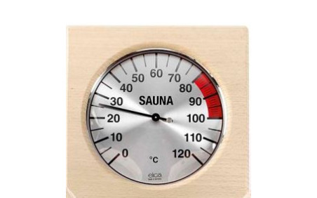 Thermometer met vierkante houten omranding
