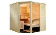 Sauna Alaska Corner 206 x 206 x 204 cm - vurenhout - 3 banken 62 cm-1