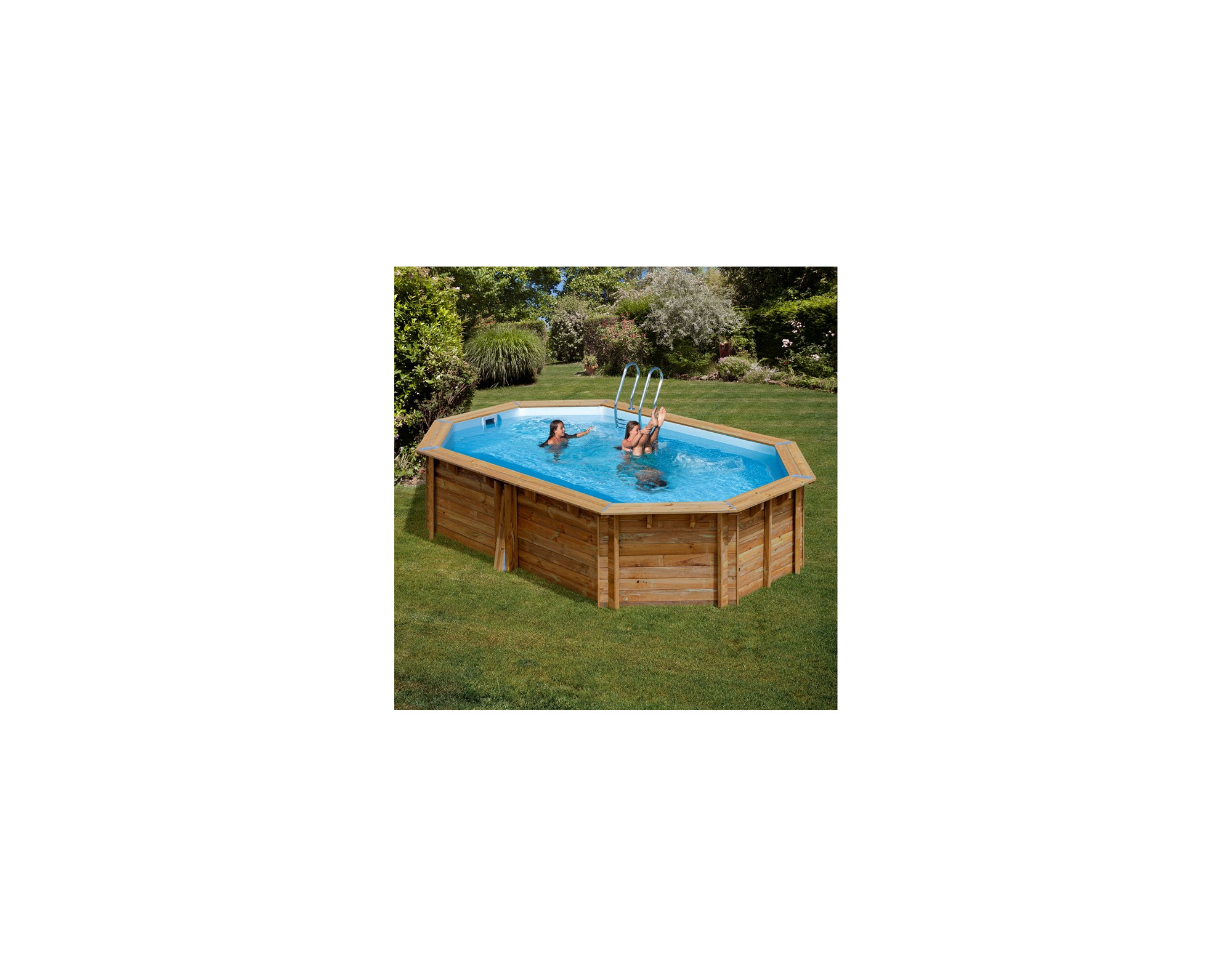 GRE 503 cm x 303 cm achthoekige noppenfolie blauw-blauw voor houten zwembad Cannelle