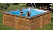 GRE Carra 300cm x 300cm x H: 119cm vierkant houten zwembad met liner blauw 60/100 hung-1