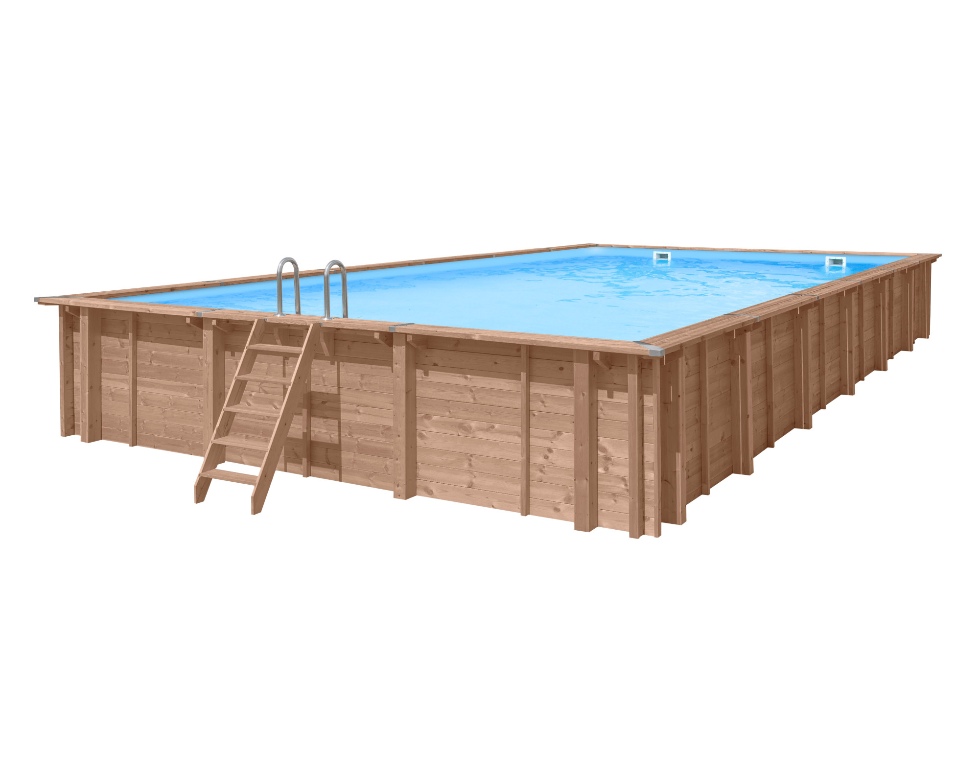 Liner blauw 75/100 hung voor rechthoekig houten zwembad Evora 600 x 400 cm