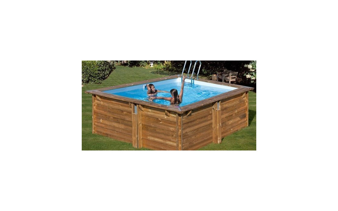 Vierkant houten zwembad Carra 300 x 300 cm x H: 119 cm zonder liner