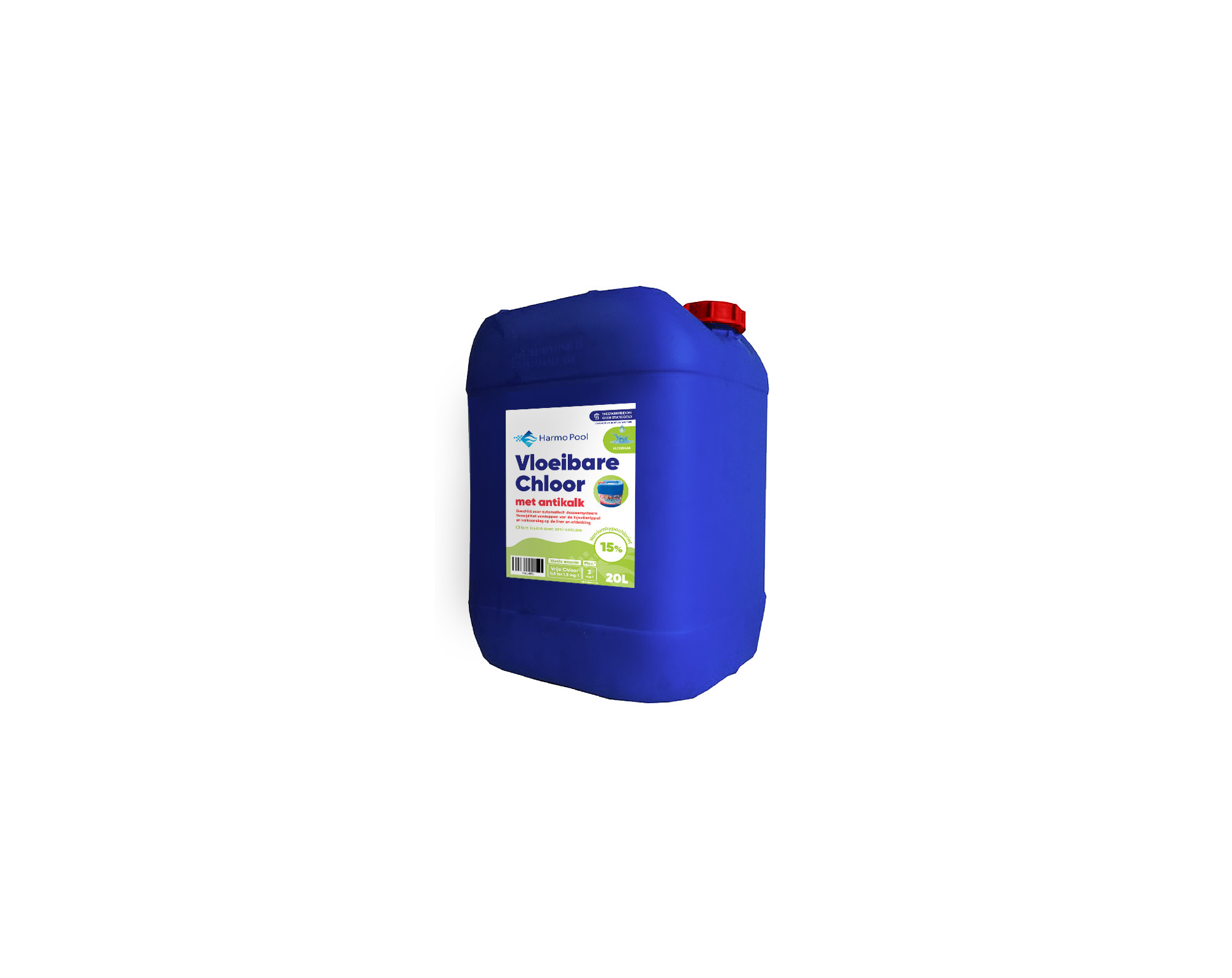Multifunctionele vloeibare chloor (20L) met antikalk (wegwerp bidon)