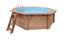 Noppenfolie omzoomd - houten zwembad zeshoekig Sunny Delight-2