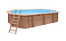 Noppenfolie omzoomd - houten zwembad achthoekig langwerpig Sea Breeze
