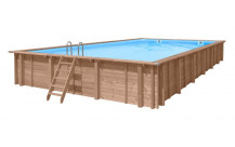 Noppenfolie omzoomd - houten zwembad rechthoekig Deep Water-1