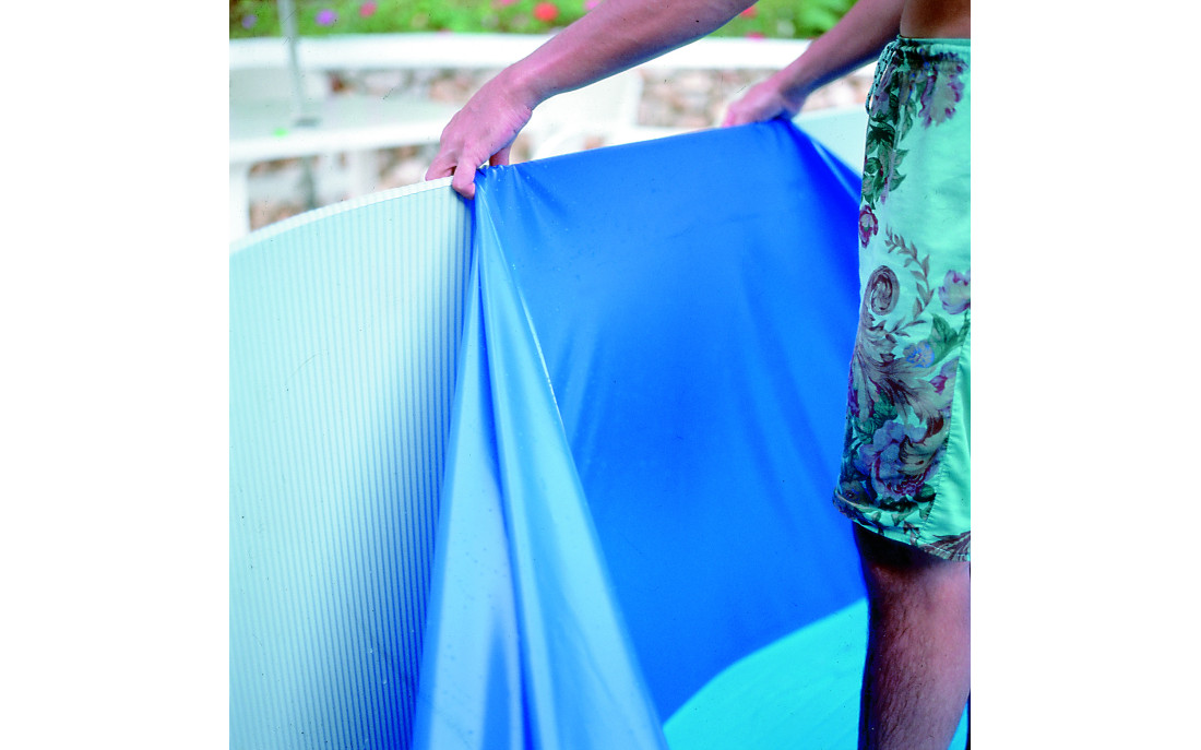 GRE blauwe liner met V-profiel 0,40 mm voor rond zwembad 550 x 120 cm