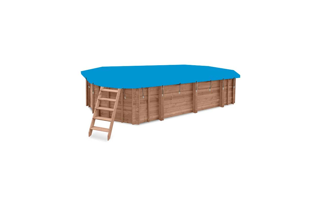 Winterzeil PVC voor houten luxe zwembad achthoekig langwerpig