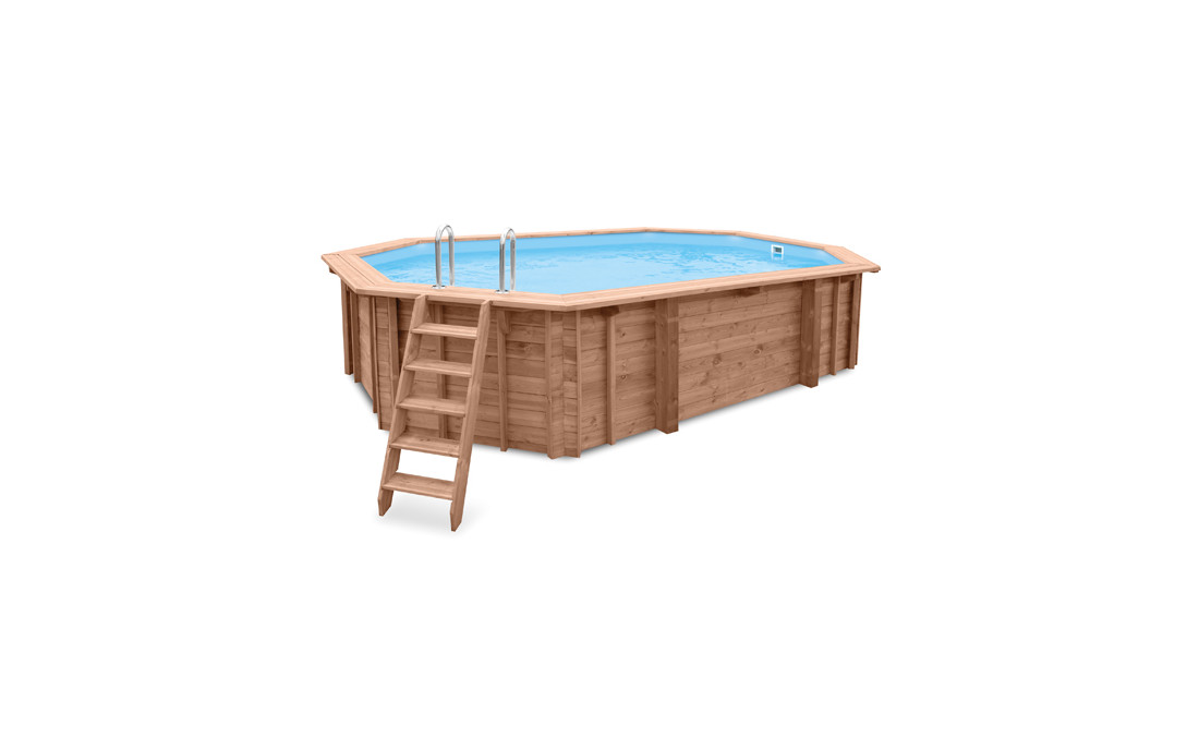Langwerpige houten zwembaden achthoekig (opbouw) - Harmo Pool