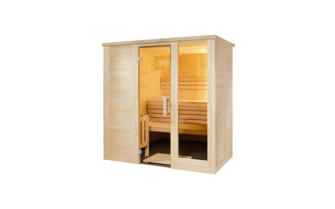 Sauna Komfort Small 208 x 158 x 204 cm - vurenhout - 3 banken 62 cm