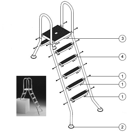 Ladder voor gedeeltelijk ingebouwd zwembad