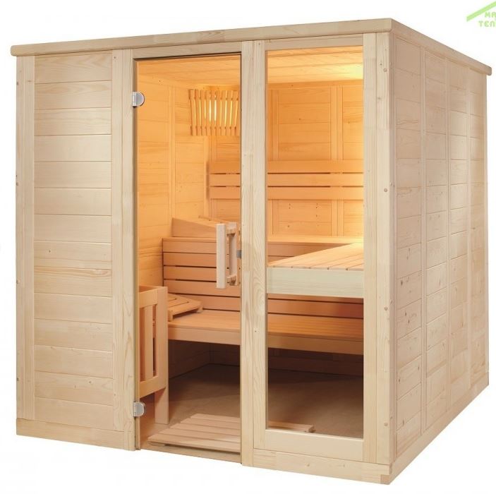 Sauna Komfort Large 208 x 206 x 204 cm - vurenhout - 3 banken 62 cm