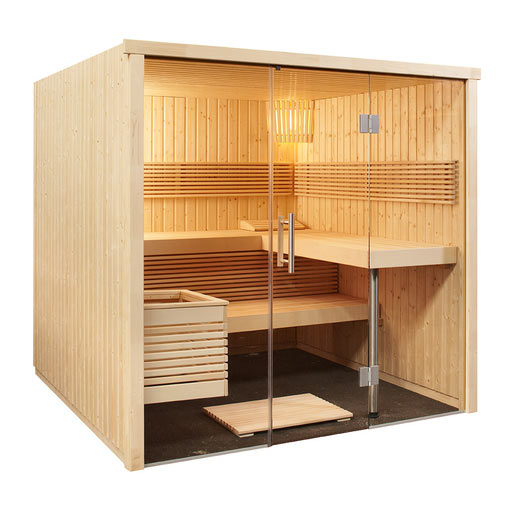 Sauna met infrarood Panorama Large Infra+ 213 x 210 x 201 cm - vurenhout - 3 banken 62 cm