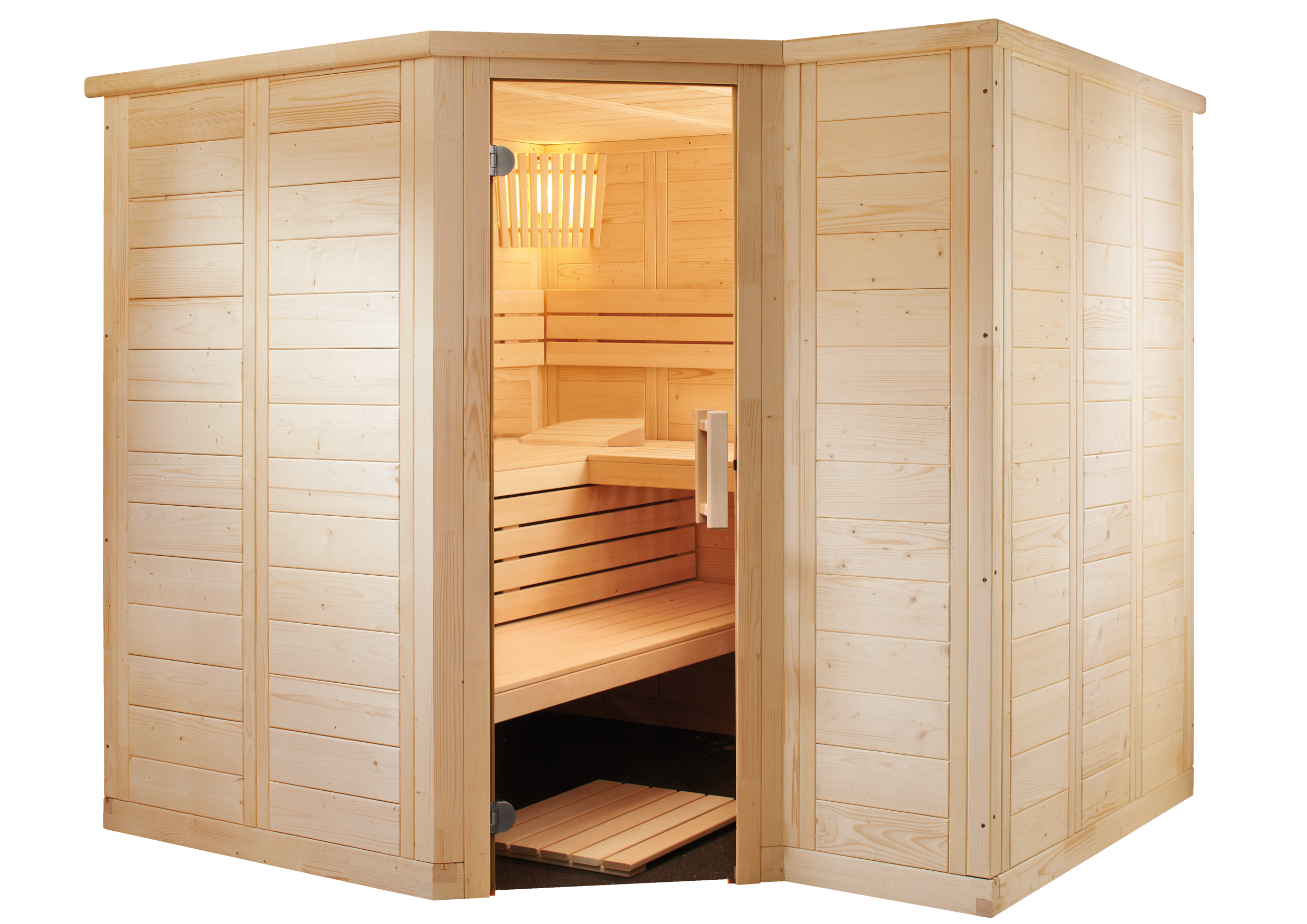 Sauna Polaris Small 206 x 206 x 204 cm - vurenhout - 3 banken 62 cm
