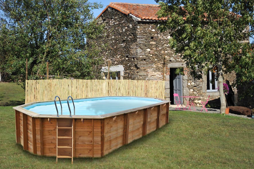 Noppenfolie houten zwembad achthoekig langwerpig (Gr�)